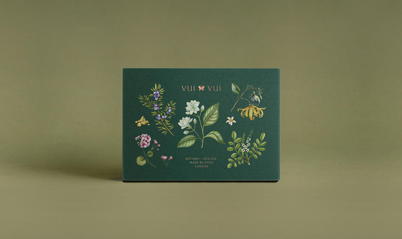 能让人想起传统的植物学书籍的护肤品包装设计(图3)