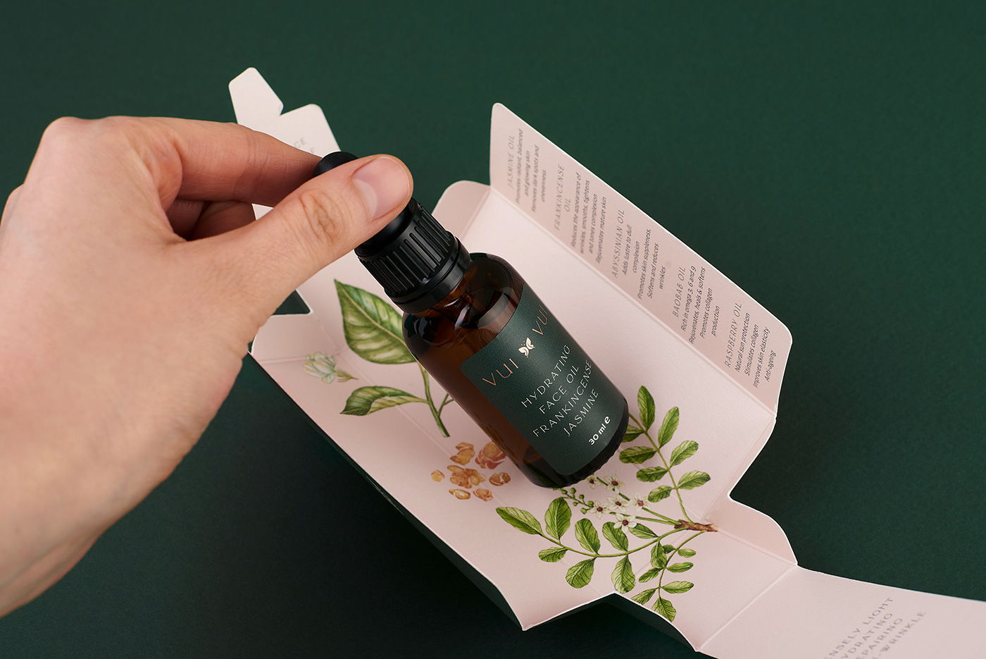 能让人想起传统的植物学书籍的护肤品包装设计(图7)